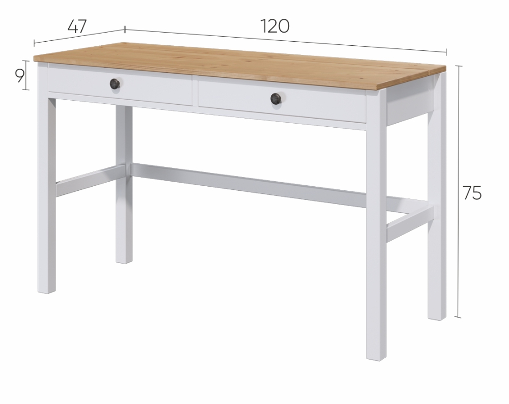 HEMNES ХЕМНЭС  КЫМОР Стол c 2 ящиками белый/светло-коричневый