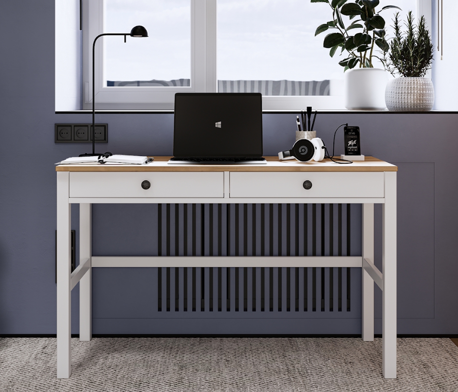 HEMNES ХЕМНЭС  КЫМОР Стол c 2 ящиками белый/светло-коричневый