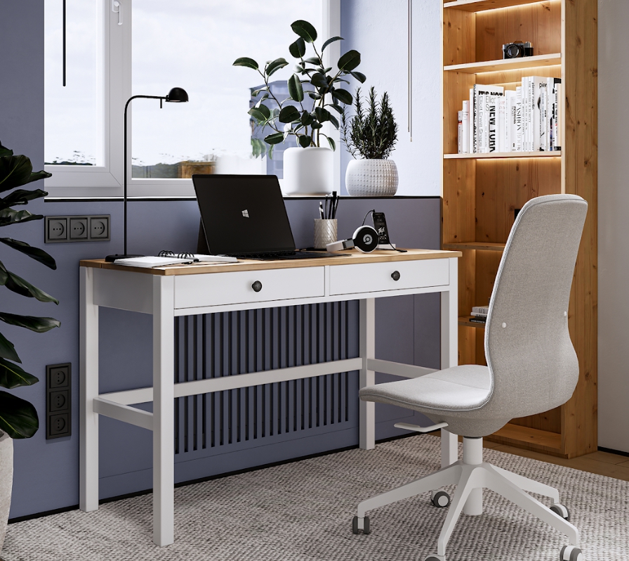 HEMNES ХЕМНЭС  КЫМОР Стол c 2 ящиками белый/светло-коричневый