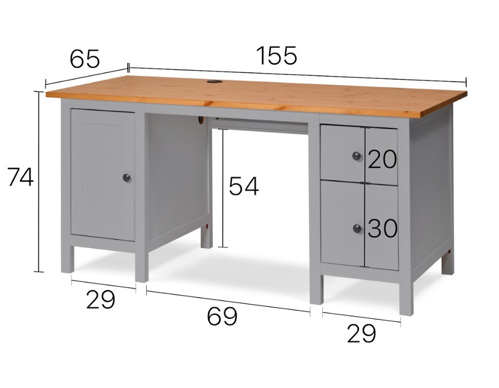 HEMNES ХЕМНЭС  КЫМОР Стол письменный серый/светло-коричневый