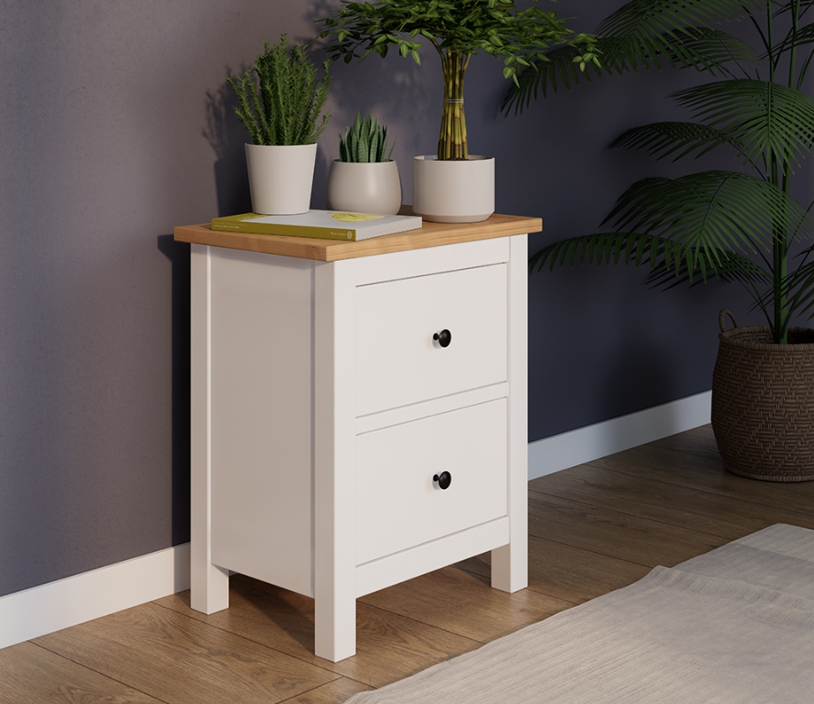 HEMNES ХЕМНЭС  КЫМÖР Комод 2 ящика белый/светло-коричневый - тумба прикроватная