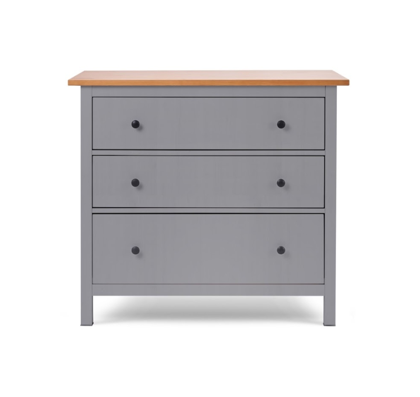 HEMNES ХЕМНЭС  КЫМÖР Комод 3 ящика серый/светло-коричневый