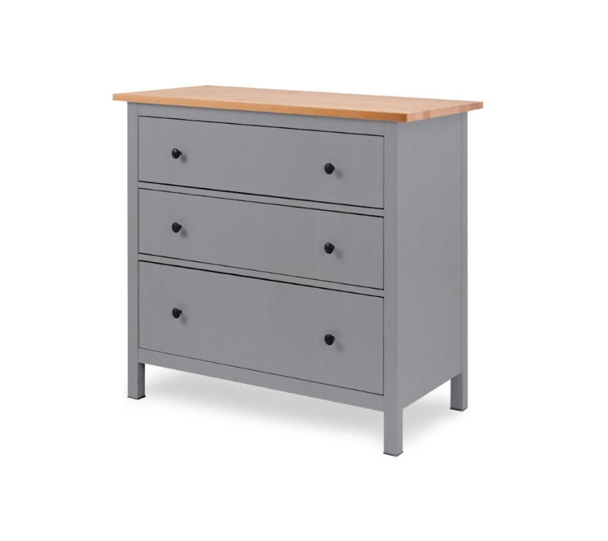 HEMNES ХЕМНЭС  КЫМÖР Комод 3 ящика серый/светло-коричневый