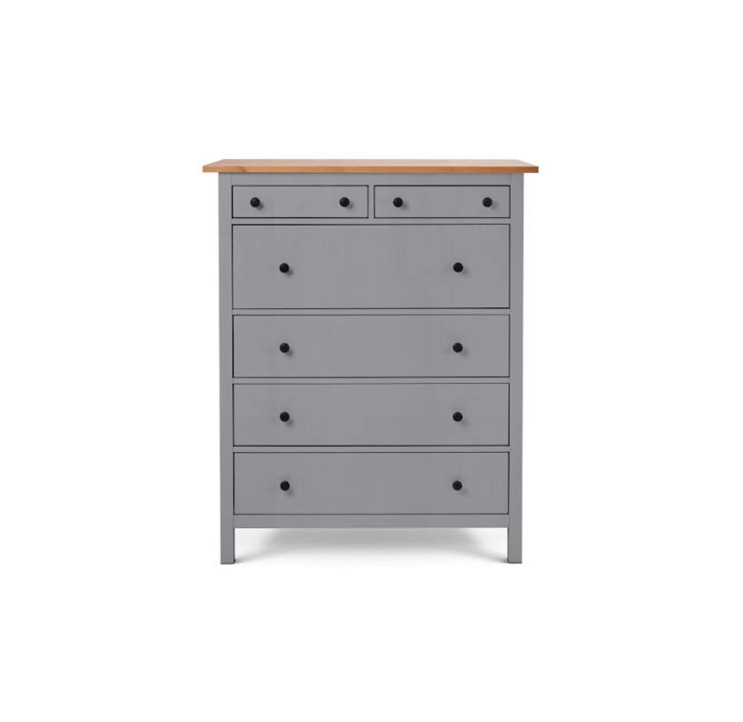 HEMNES ХЕМНЭС  КЫМÖР Комод 6 ящиков серый/светло-коричневый