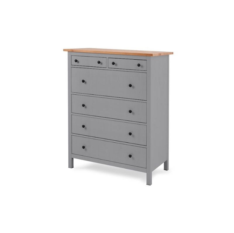 HEMNES ХЕМНЭС  КЫМÖР Комод 6 ящиков серый/светло-коричневый