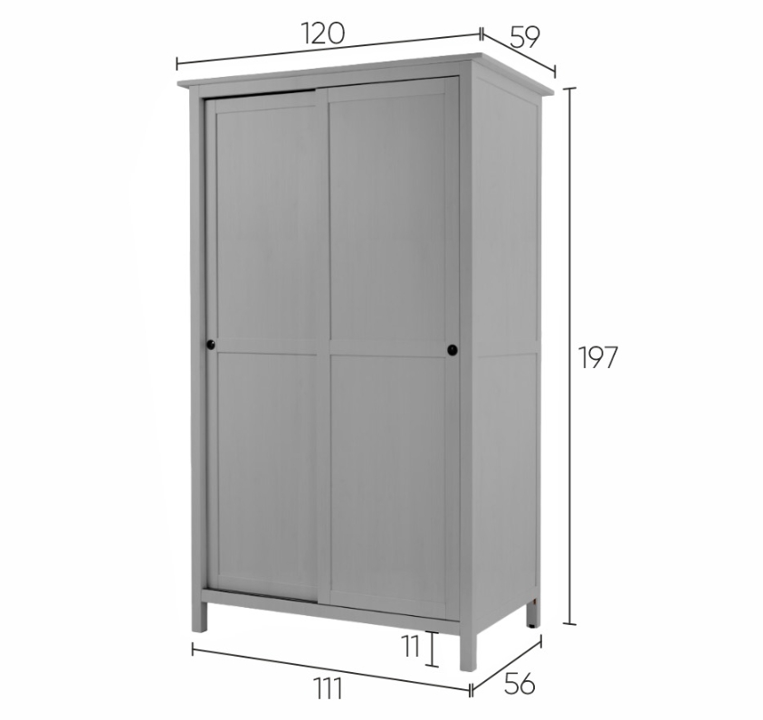 HEMNES ХЕМНЭС  КЫМÖР Шкаф с 2 дверями серый