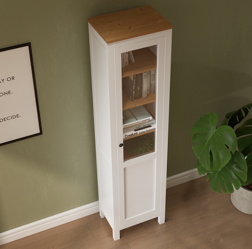 HEMNES ХЕМНЭС  КЫМÖР Шкаф с дверью белый/светло-коричневый