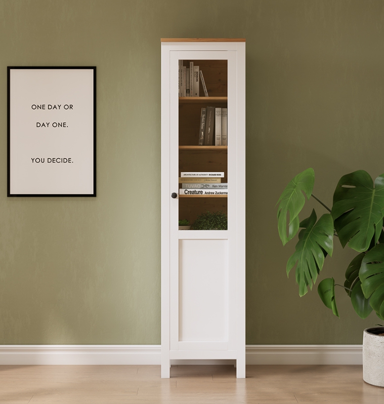 HEMNES ХЕМНЭС  КЫМÖР Шкаф с дверью белый/светло-коричневый