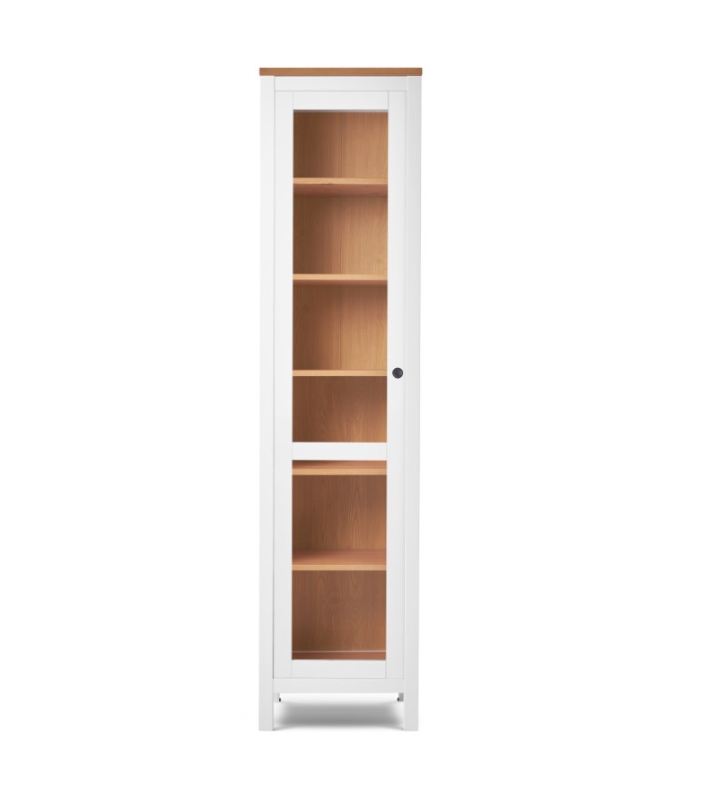 HEMNES ХЕМНЭС  КЫМÖР Шкаф-витрина с дверью стекло белый/светло-коричневый