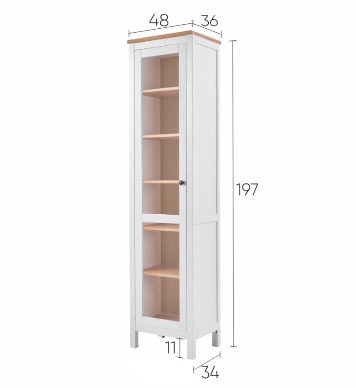 HEMNES ХЕМНЭС  КЫМÖР Шкаф-витрина с дверью стекло белый/светло-коричневый