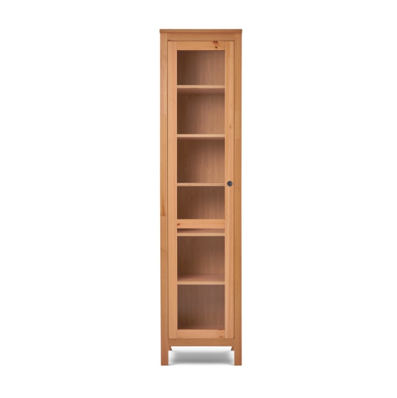 HEMNES ХЕМНЭС  КЫМÖР Шкаф-витрина с дверью стекло светло-коричневый