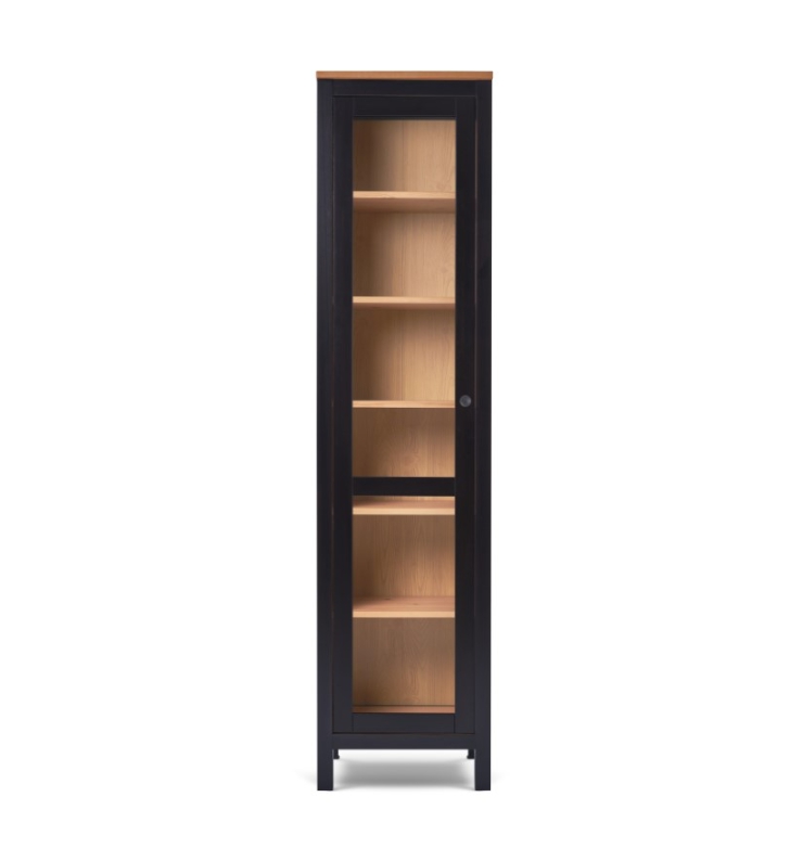 HEMNES ХЕМНЭС  КЫМÖР Шкаф-витрина с дверью стекло черный/светло-коричневый