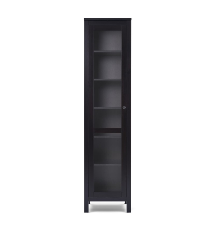 HEMNES ХЕМНЭС  КЫМÖР Шкаф-витрина с дверью стекло черный