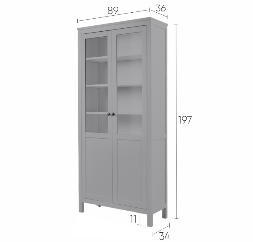 HEMNES ХЕМНЭС  КЫМÖР Шкаф-витрина серый
