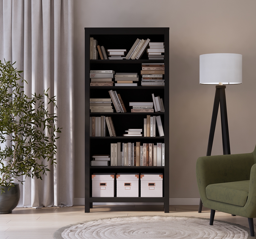 HEMNES ХЕМНЭС  КЫМÖР стеллаж черный ширина 90 см