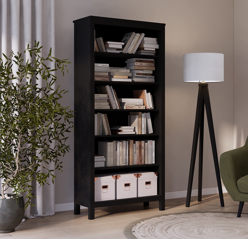 HEMNES ХЕМНЭС  КЫМÖР стеллаж черный ширина 90 см