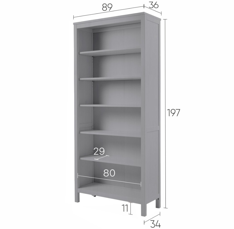 HEMNES ХЕМНЭС  КЫМÖР стеллаж серый ширина 90 см
