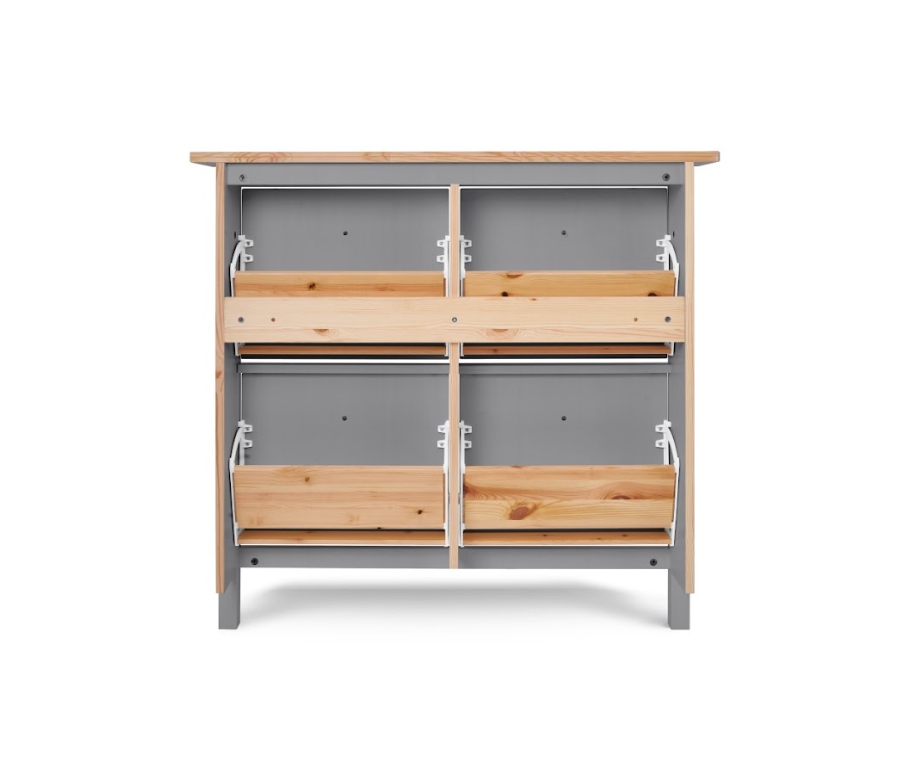 HEMNES ХЕМНЭС  КЫМÖР Тумба для обуви серая 4 отделения