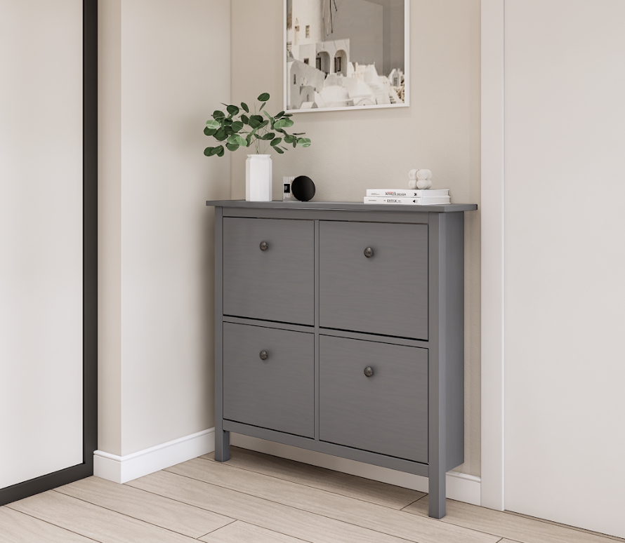 HEMNES ХЕМНЭС  КЫМÖР Тумба для обуви серая 4 отделения