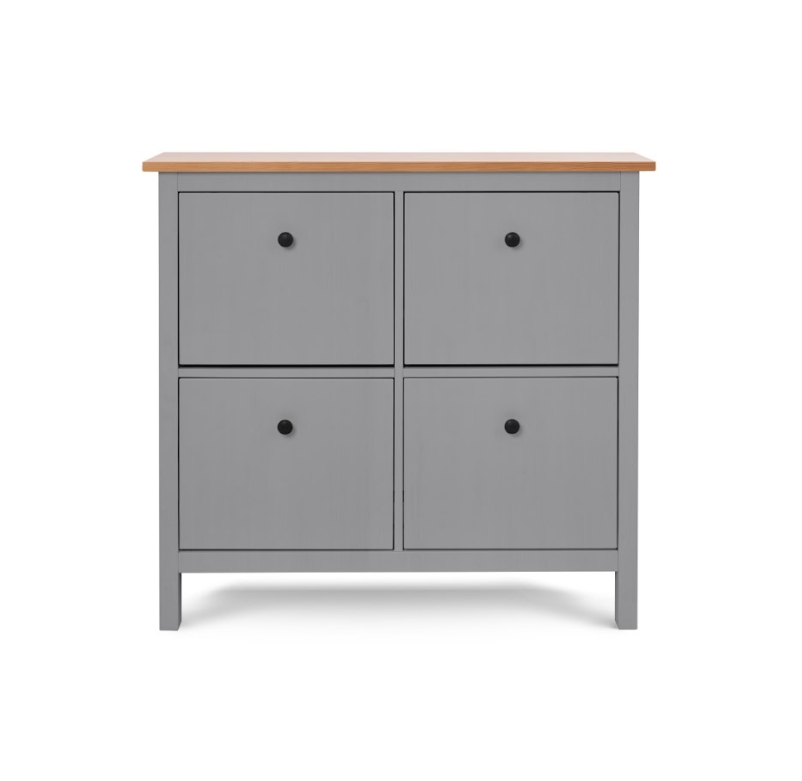 HEMNES ХЕМНЭС  КЫМÖР Тумба для обуви серая/светло-коричневая 4 отделения