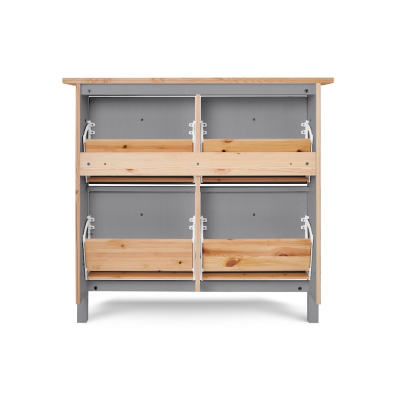 HEMNES ХЕМНЭС  КЫМÖР Тумба для обуви серая/светло-коричневая 4 отделения