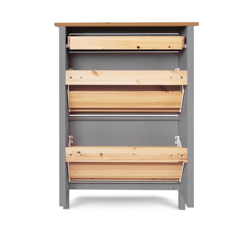HEMNES ХЕМНЭС  КЫМÖР Тумба для обуви серый/светло-коричневый 2 отделения и ящик