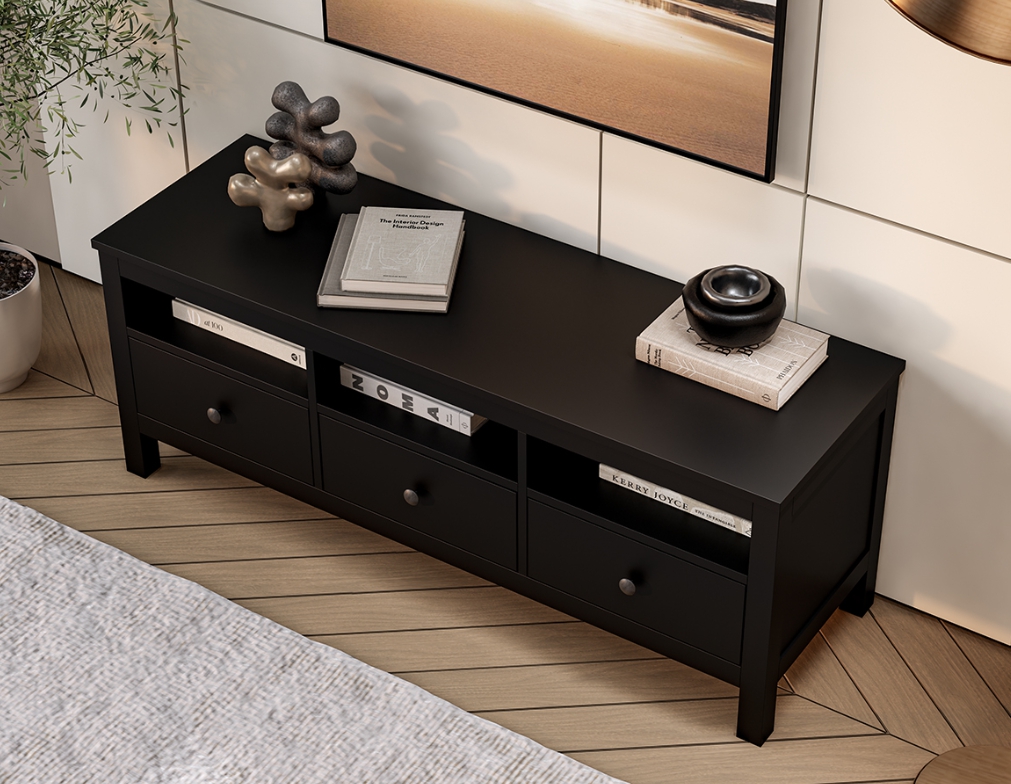 HEMNES ХЕМНЭС  КЫМÖР Тумба ТВ черная 3 ящика 148 см