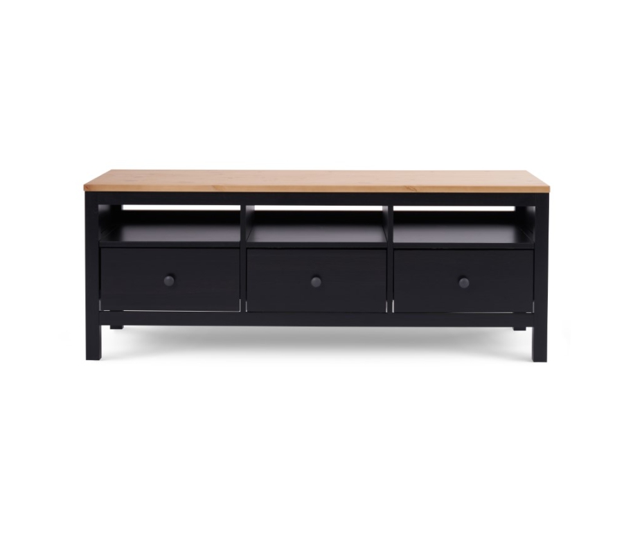 HEMNES ХЕМНЭС  КЫМÖР Тумба ТВ черная/светло-коричневая 3 ящика 148 см