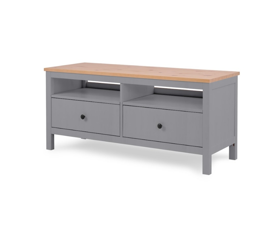 HEMNES ХЕМНЭС  КЫМÖР Тумба ТВ серая/светло-коричневая 2 ящика 124 см