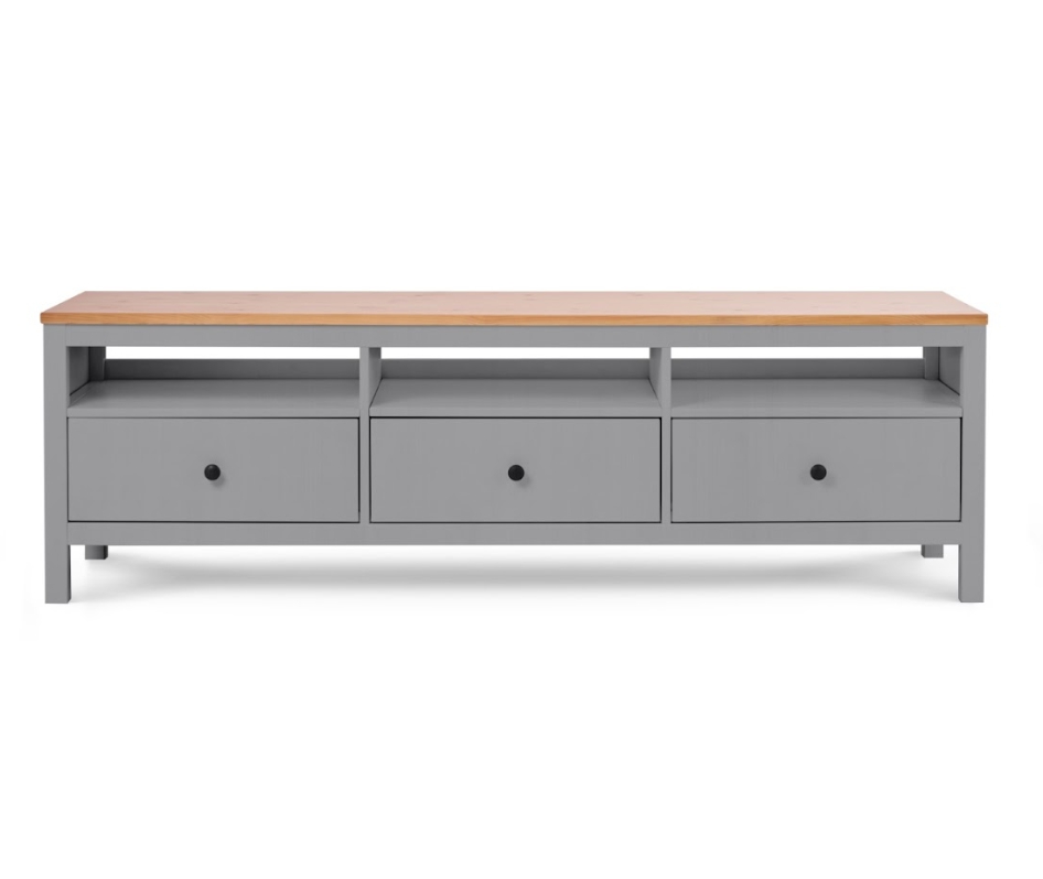HEMNES ХЕМНЭС  КЫМÖР Тумба ТВ серый/натуральный 3 ящика 183 см