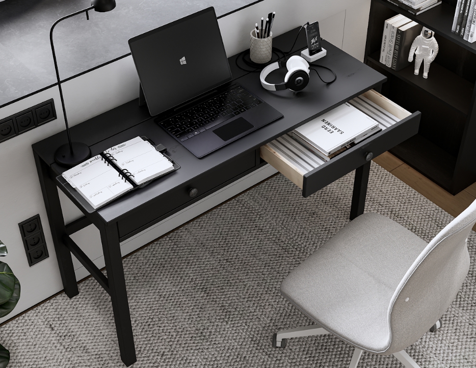 HEMNES ХЕМНЭС  КЫМОР Стол c 2 ящиками черный