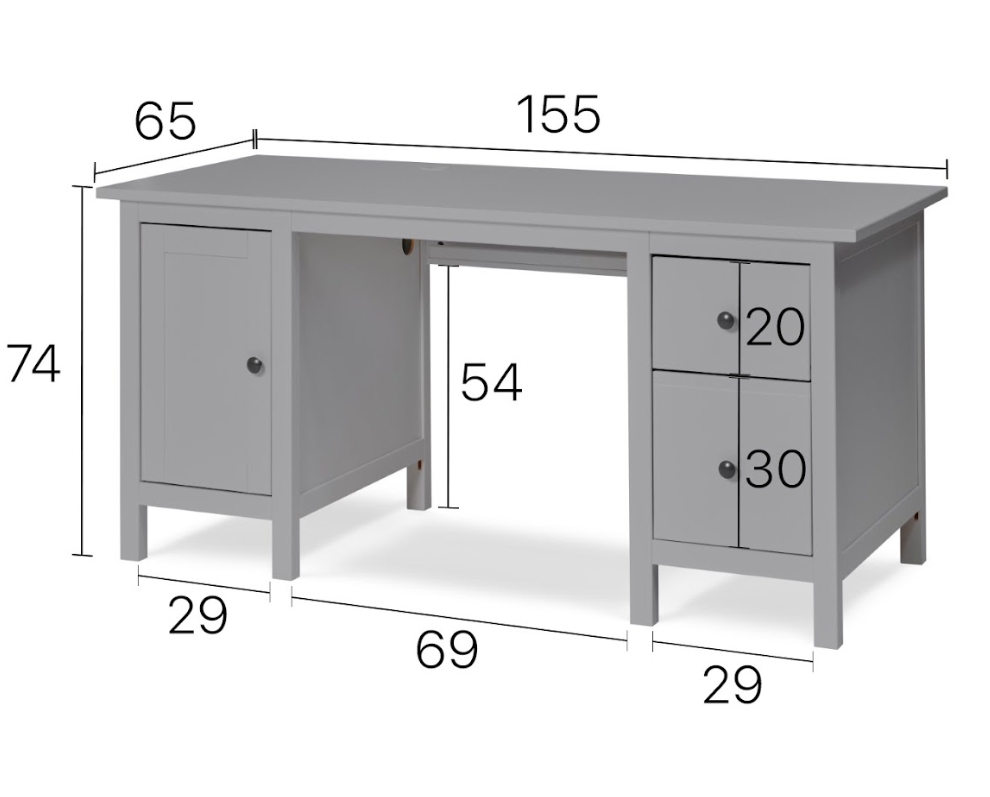 HEMNES ХЕМНЭС  КЫМОР Стол письменный серый