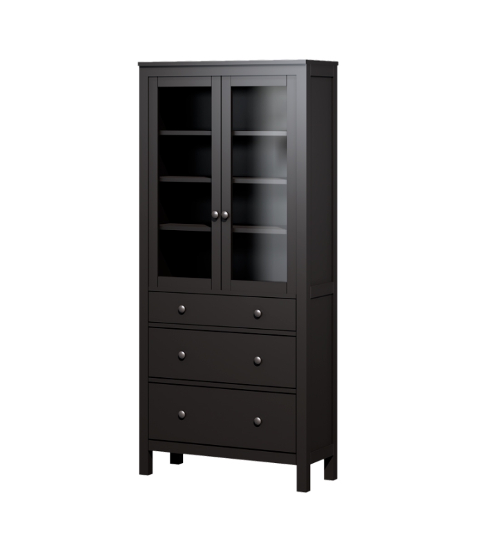 HEMNES ХЕМНЭС  КЫМÖР Шкаф-витрина черный