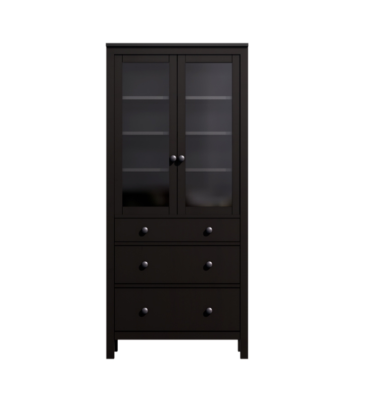 HEMNES ХЕМНЭС  КЫМÖР Шкаф-витрина черный