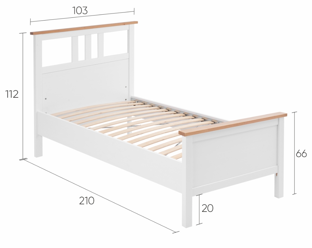 HEMNES ХНМНЭС  КЫМÖР кровать белая/светло-коричневая 90*200