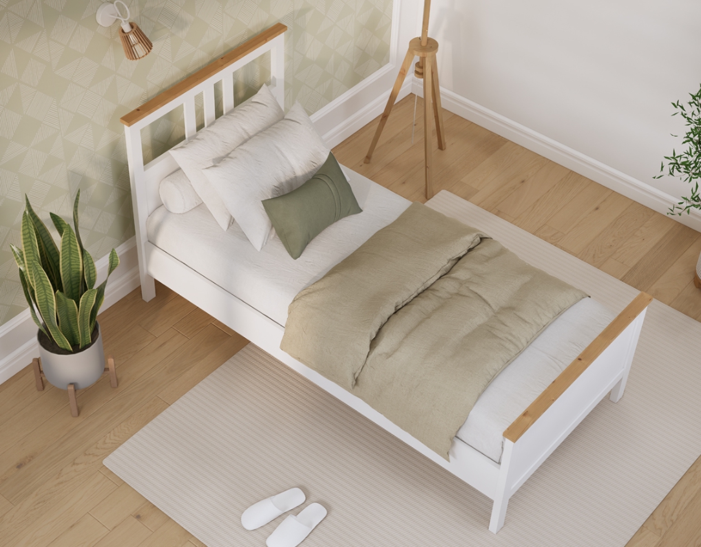 HEMNES ХНМНЭС  КЫМÖР кровать белая/светло-коричневая 90*200