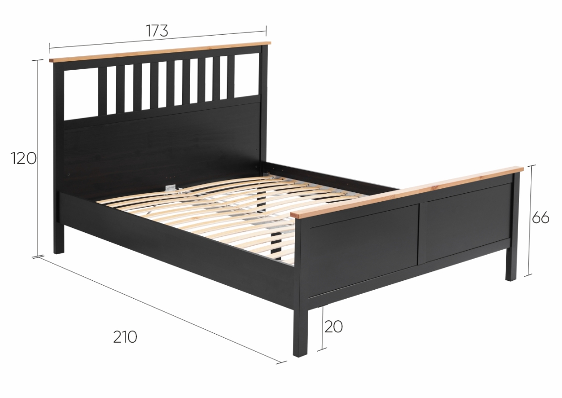 HEMNES ХНМНЭС  КЫМÖР кровать черная/светло-коричневая 160*200