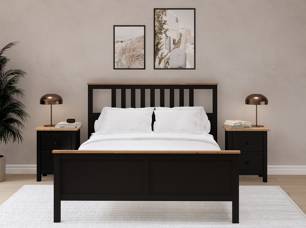 HEMNES ХНМНЭС  КЫМÖР кровать черная/светло-коричневая 160*200