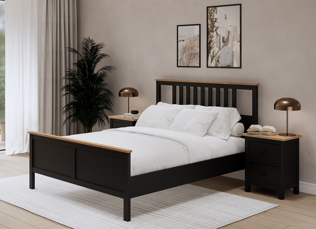 HEMNES ХНМНЭС  КЫМÖР кровать черная/светло-коричневая 160*200