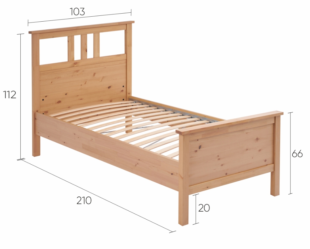 HEMNES ХНМНЭС  КЫМÖР кровать светло-коричневая 90*200