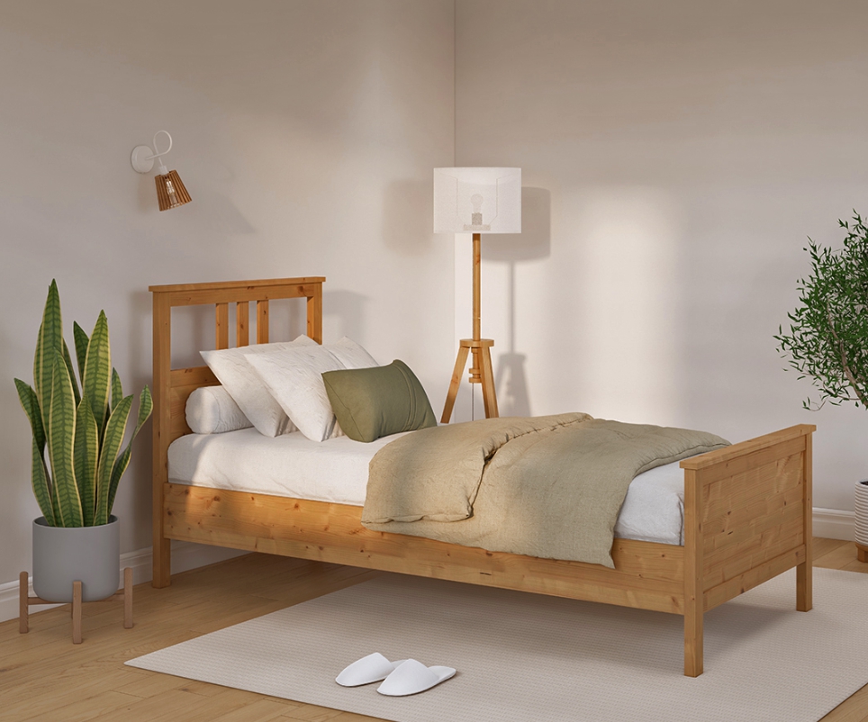 HEMNES ХНМНЭС  КЫМÖР кровать светло-коричневая 90*200