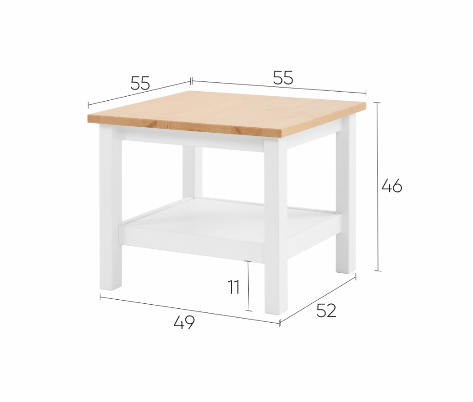 HEMNES ХНМНЭС КЫМÖР стол журнальный белый/светло-коричневый 55*55