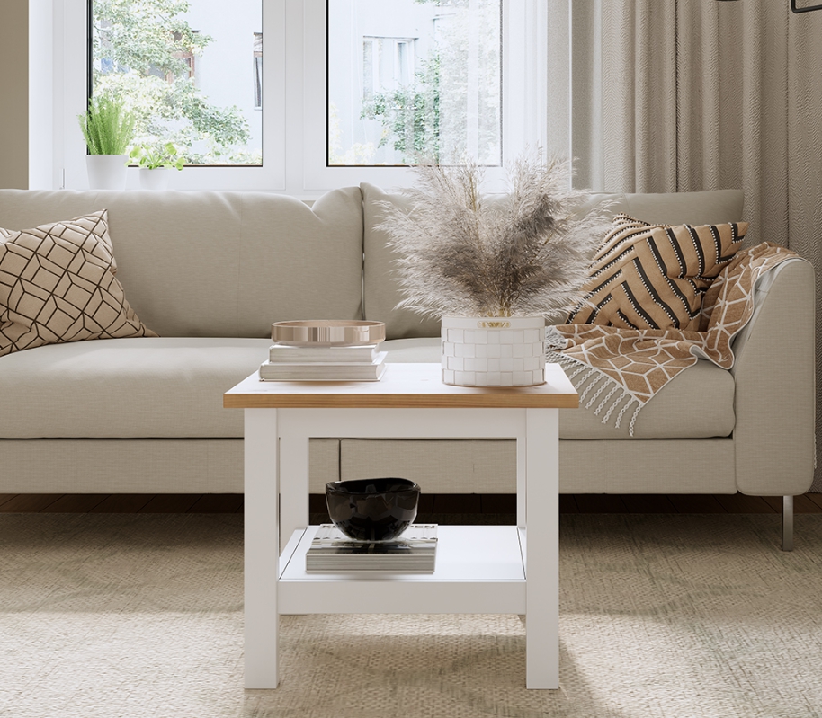HEMNES ХНМНЭС КЫМÖР стол журнальный белый/светло-коричневый 55*55