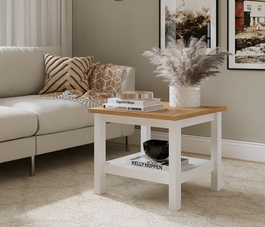 HEMNES ХНМНЭС КЫМÖР стол журнальный белый/светло-коричневый 55*55