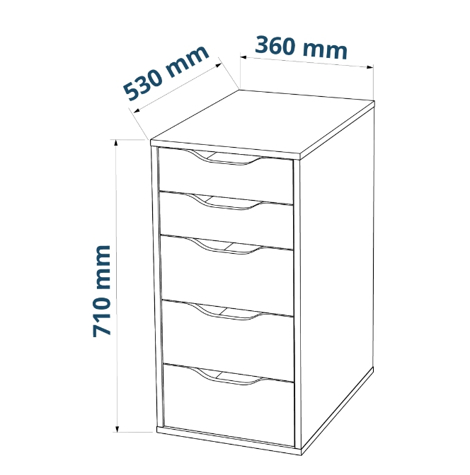 Комод Ингар 5 серо-бирюзовый 36х71 см