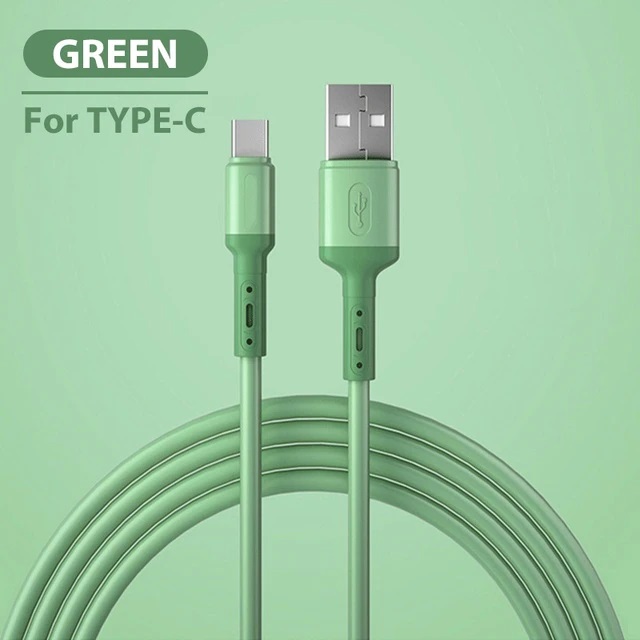 USB Type C кабель для быстрой зарядки зелёный