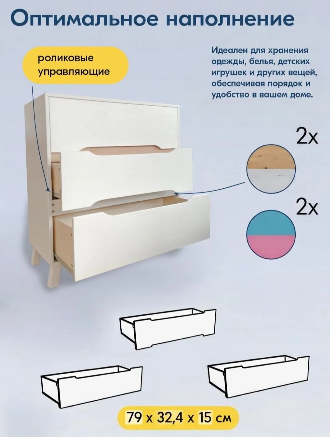 ВАЛЬО Комод 3 ящика белый