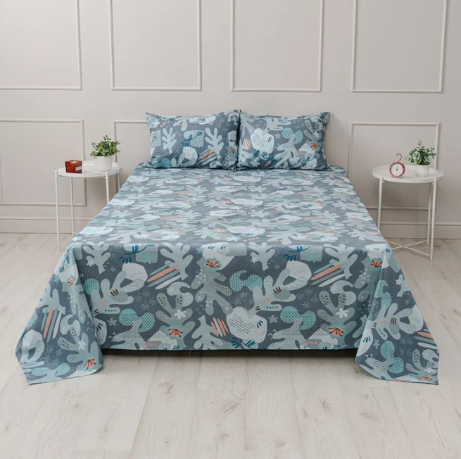 YERRNA простыня стандартная 240*260 Голубые кораллы