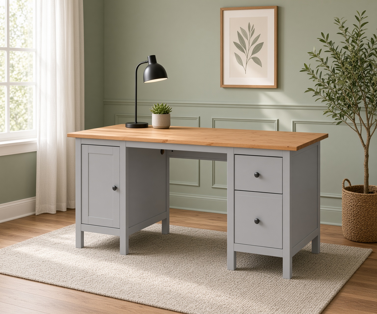 HEMNES ХЕМНЭС  КЫМОР Стол письменный серый/светло-коричневый