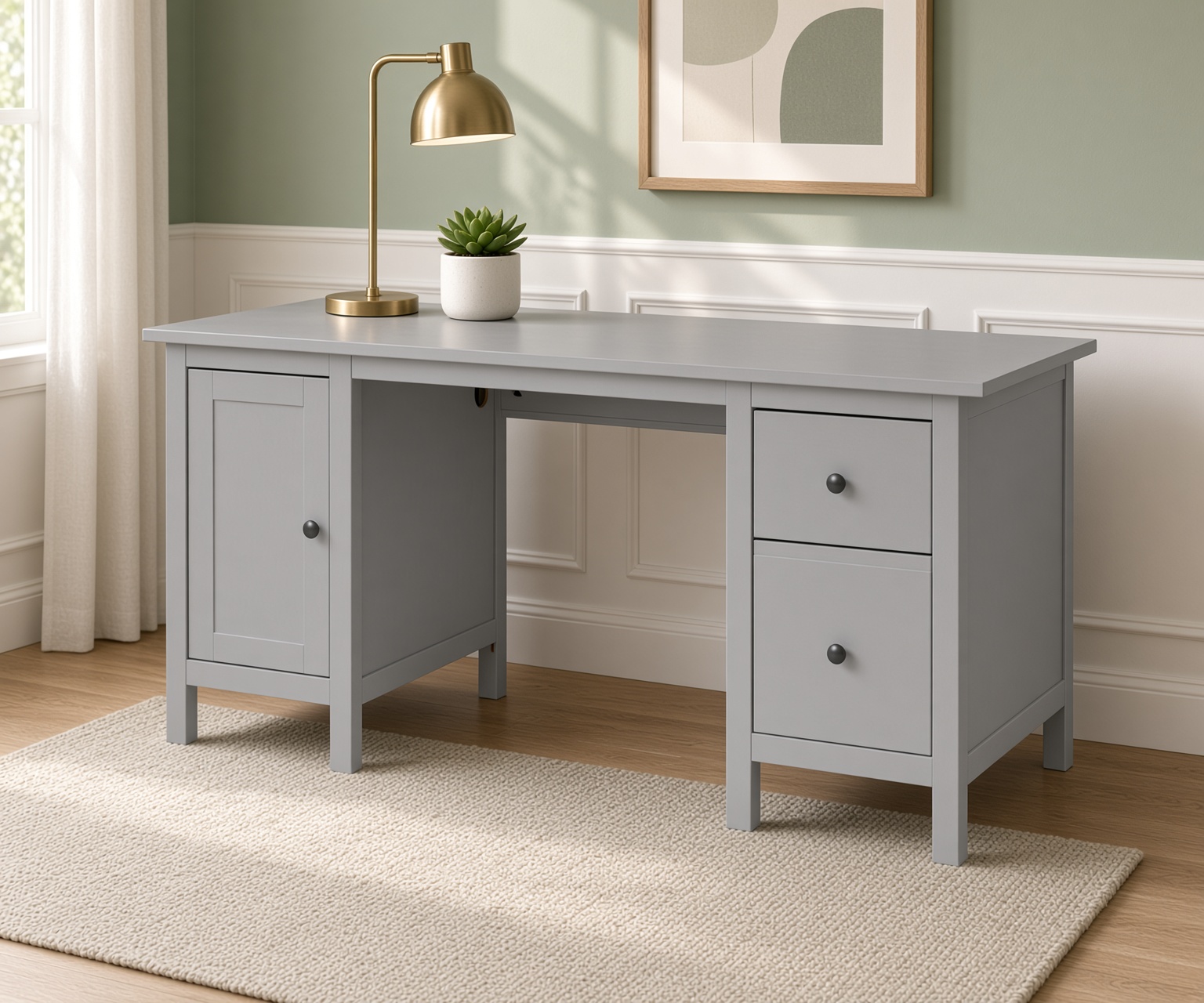 HEMNES ХЕМНЭС  КЫМОР Стол письменный серый